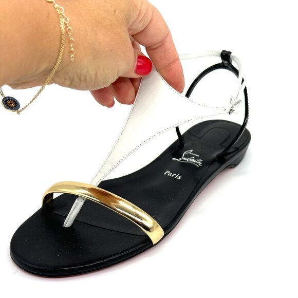 Christian Louboutin ATHINITA Athina T Strap Flat Gladiator Sandals Shoes - Picture 9 of 14